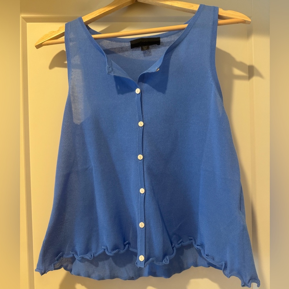 Zara Blue Button-Up Tank Top